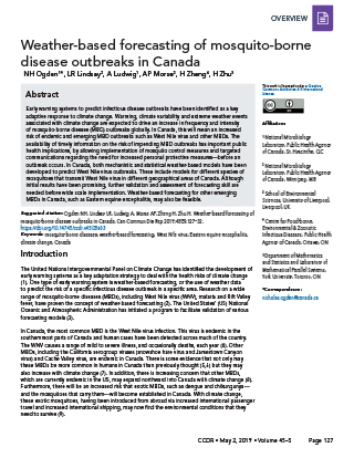 Weather-based forecasting of mosquito-borne disease outbreaks in Canada