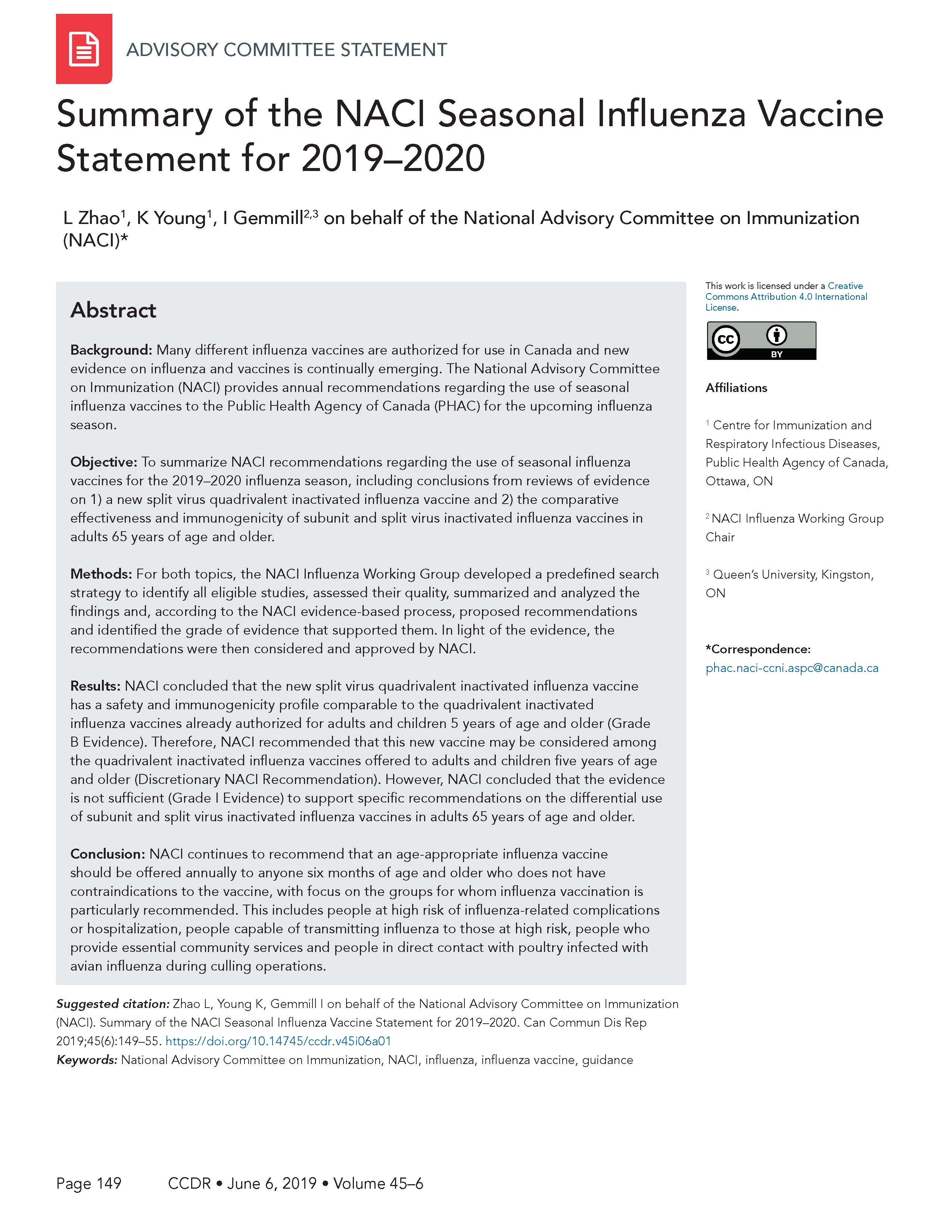 Influenza Vaccine Dosage Chart 2019