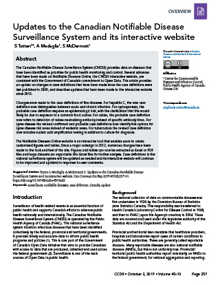 Updates to the Canadian Notifiable Disease Surveillance System and its interactive website