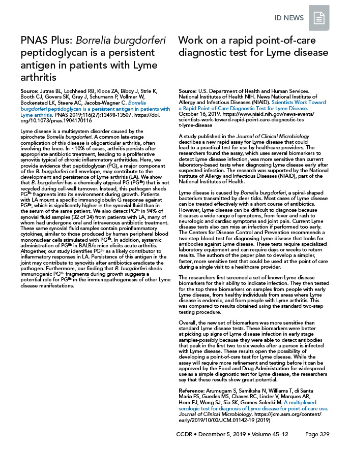 PNAS Plus: Borrelia burgdorferi peptidoglycan is a persistent antigen in patients with Lyme arthritis