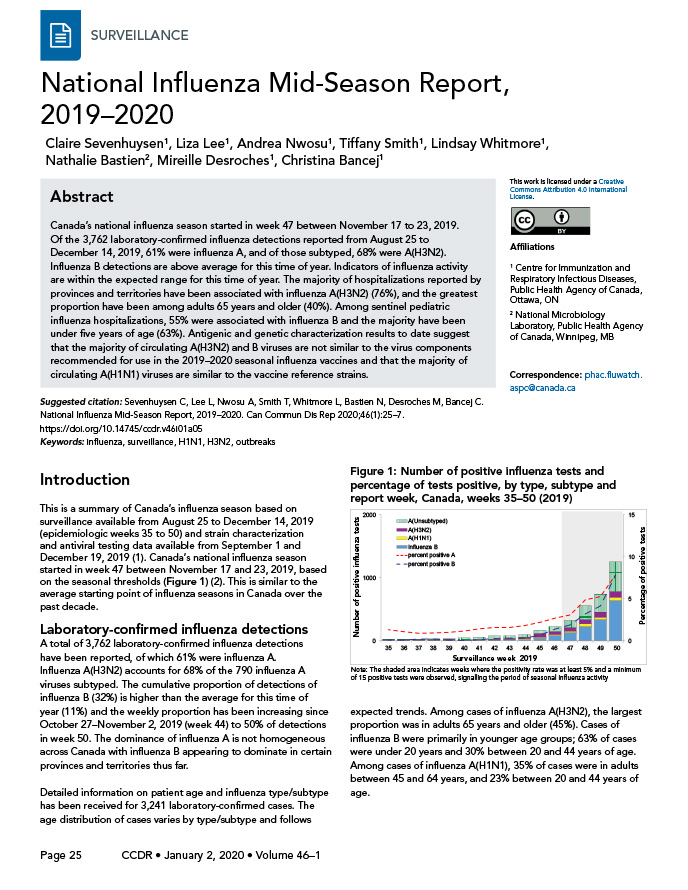 National Influenza Mid-Season Report, 2019–2020