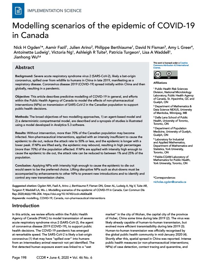 Modelling scenarios of the epidemic of COVID-19 in Canada