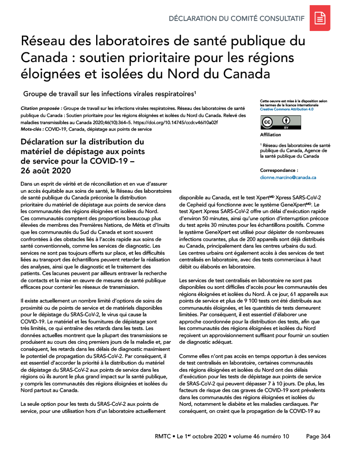 Réseau des laboratoires de santé publique du Canada : soutien prioritaire pour les régions éloignées et isolées du Nord du Canada