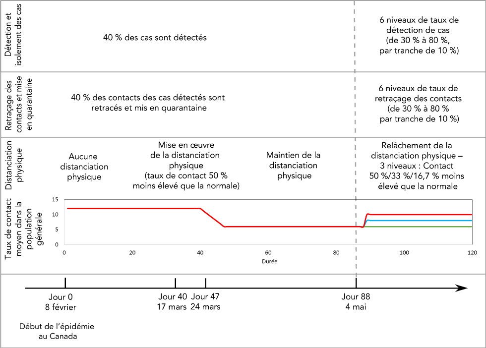 Figure 3 : Conception de l'étude de simulation montrant la période initiale de l'épidémie (avant le jour 88)