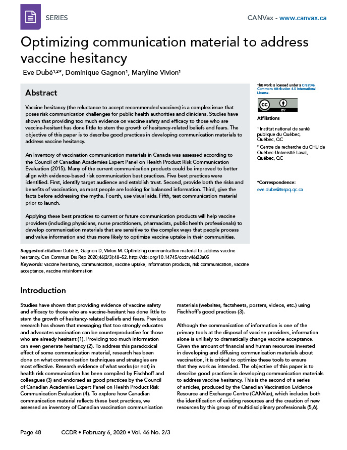 Optimizing communication material to address vaccine hesitancy