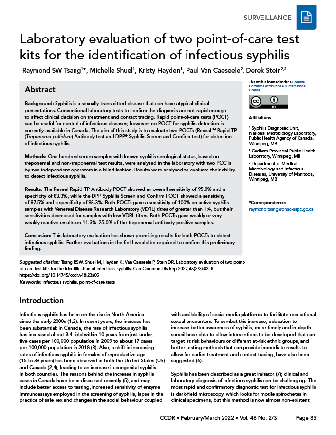 Volume 48-2/3, February/March 2022: Syphilis Resurgence in Canada