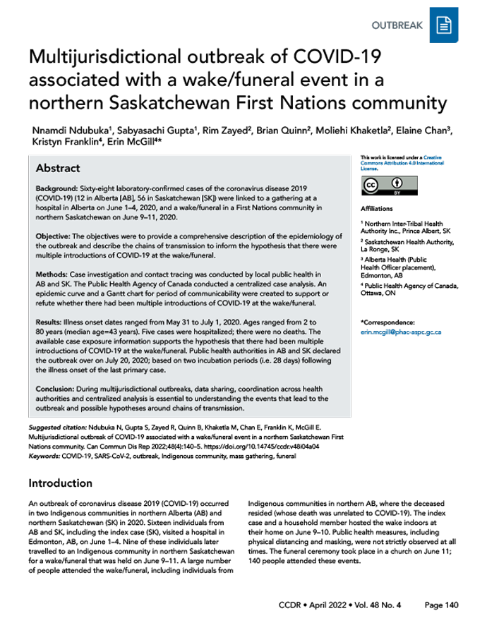 Volume 48-4, April 2022: First Nations Health
