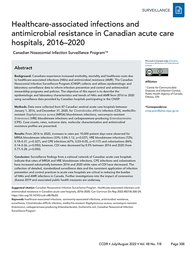 Volume 48-7/8, July/August 2022: Healthcare-Associated Infections