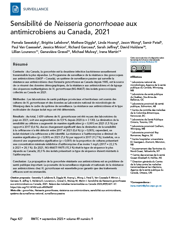 Volume 49-9, septembre 2023 : Maladies infectieuses courantes causées par des bactéries