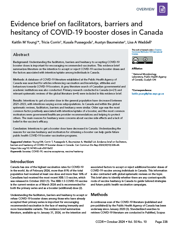 CCDR: Volume 50-10(2), October 2024: cover image