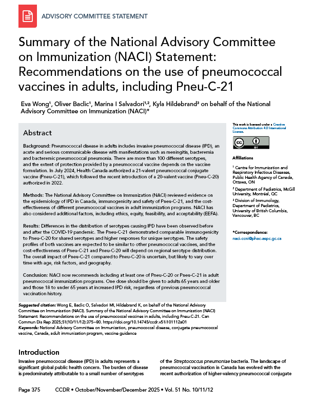 CCDR: Volume 51-10/11/12 (1), October/November/December 2025: cover image