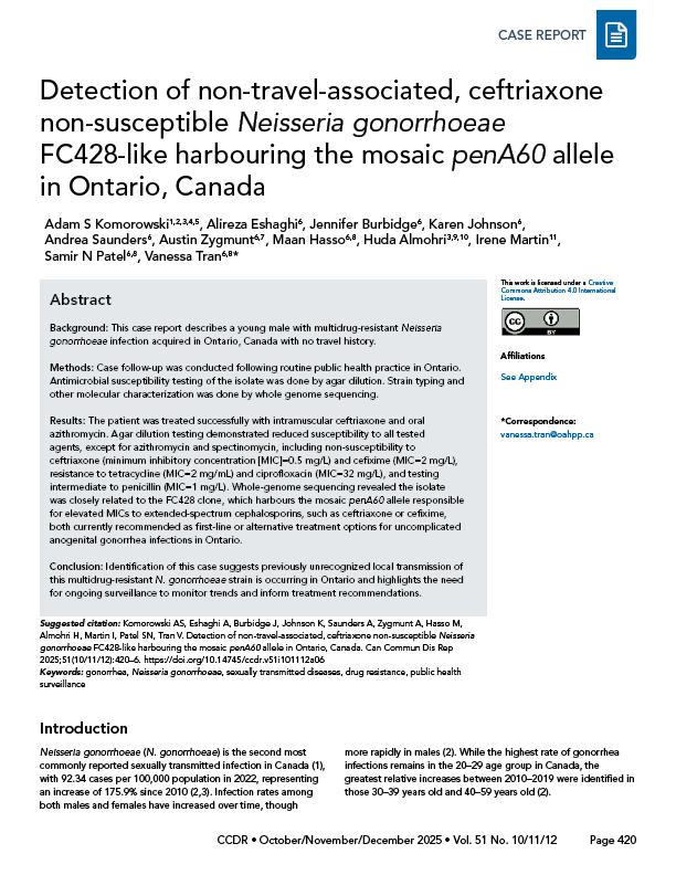 CCDR: Volume 51-10/11/12 (6), October/November/December 2025: cover image