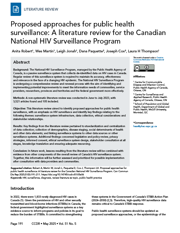CCDR: Volume 51-5 (6), May 2025: cover image