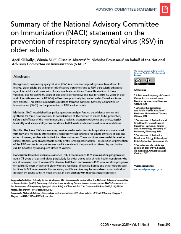 CCDR: Volume 51-8 (1), August 2025: cover image