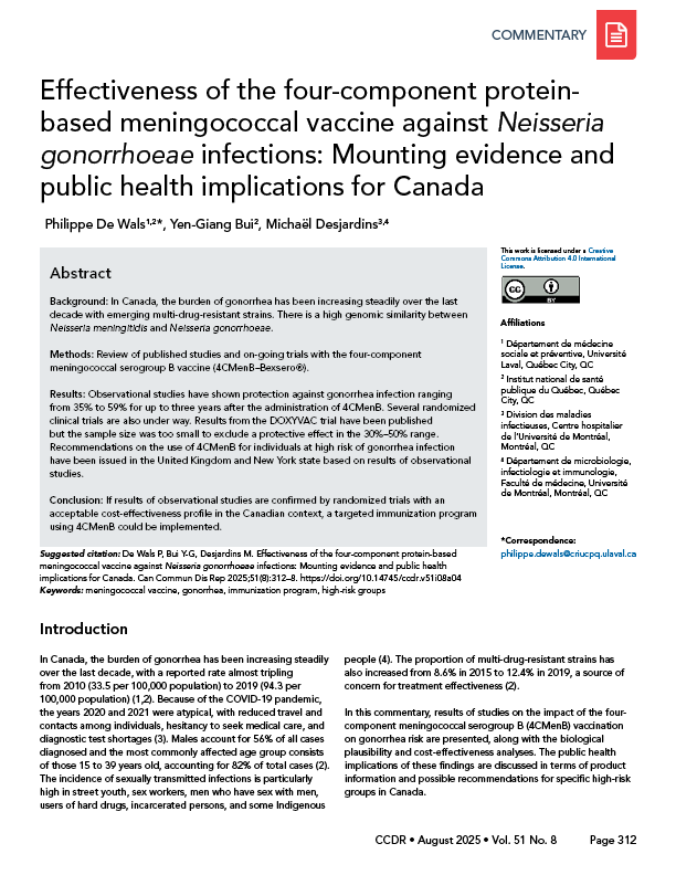 CCDR: Volume 51-8 (4), August 2025: cover image