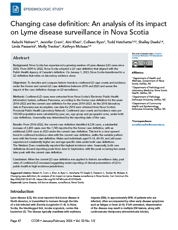 CCDR: Volume 52-1/2 (6), January/February: cover image