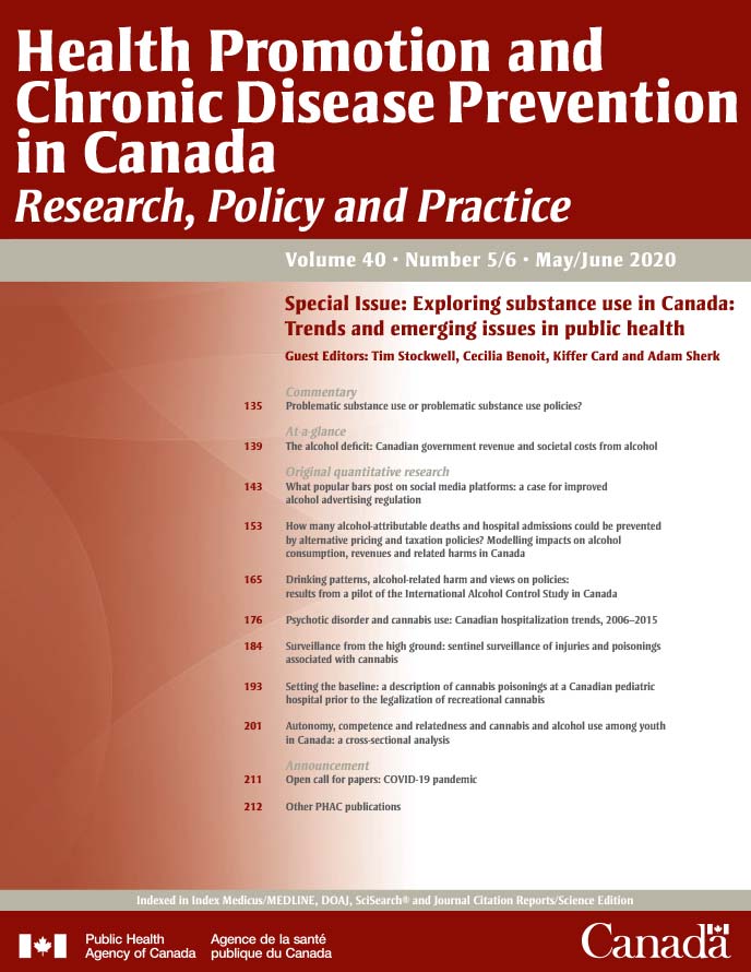 Health Promotion and Chronic Disease Prevention in Canada: Volume 40, No 5/6, May/June 2020