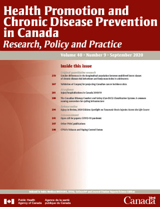 Health Promotion and Chronic Disease Prevention in Canada, Vol 40, No 9, September 2020