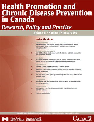 Health Promotion and Chronic Disease Prevention in Canada, Vol 41, No 1,  January 2021