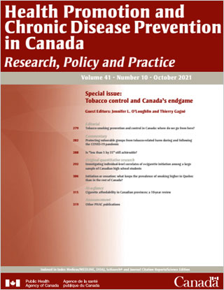 Health Promotion and Chronic Disease Prevention in Canada, Vol 41, No 10, 2021