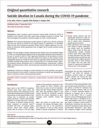 Suicide ideation in Canada during the COVID-19 pandemic