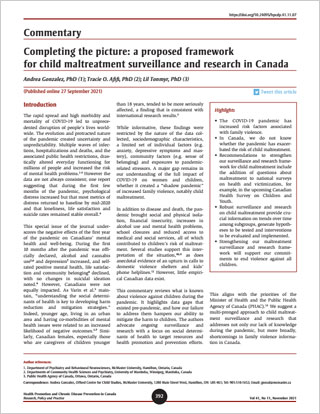 Completing the picture: a proposed framework for child maltreatment surveillance and research in Canada