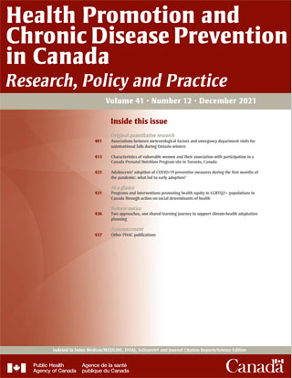 Health Promotion and Chronic Disease Prevention in Canada, Vol 41, No 12, 2021