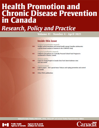 Health Promotion and Chronic Disease Prevention in Canada, Vol 41, No 4, April 2021