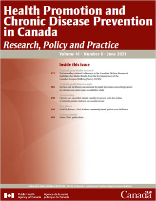 Health Promotion and Chronic Disease Prevention in Canada, Vol 41, No 6, June 2021