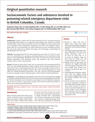 Original quantitative research – Socioeconomic factors and substances involved in poisoning-related emergency department visits in British Columbia, Canada