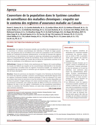 Aperçu – Couverture de la population dans le Système canadien de surveillance des maladies chroniques : enquête sur le contenu des registres d’assurance-maladie au Canada