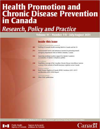 Health Promotion and Chronic Disease Prevention in Canada, Vol 41, No 7/8, 2021