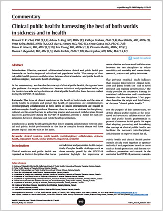 Commentary – Clinical public health: harnessing the best of both worlds in sickness and in health