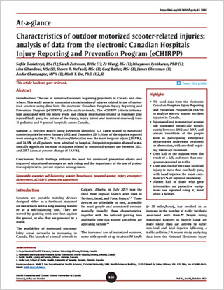 At-a-glance – Characteristics of outdoor motorized scooter-related injuries: analysis of data from the electronic Canadian Hospitals Injury Reporting and Prevention Program (eCHIRPP)