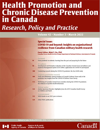 Health Promotion and Chronic Disease Prevention in Canada, Vol 42, No 3, 2022