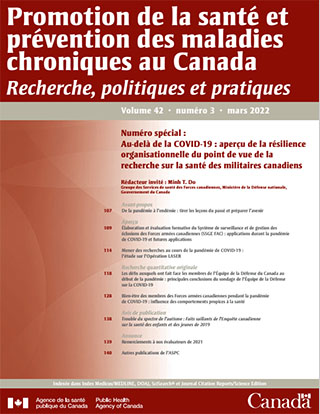 Promotion de la santé et prévention des maladies chroniques au Canada, Vol 42, no 3, mars 2022
