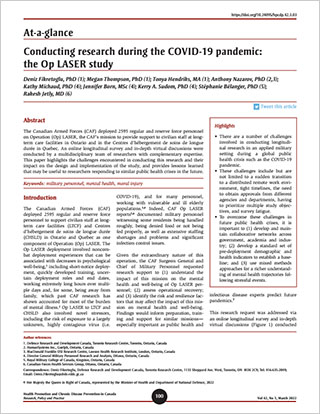 At-a-glance – Conducting research during the COVID-19 pandemic: the Op LASER study