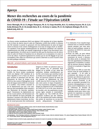 Aperçu – Mener des recherches au cours de la pandémie de COVID-19 : l’étude sur l’Opération LASER