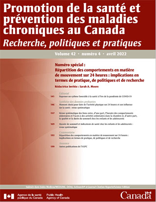 Promotion de la santé et prévention des maladies chroniques au Canada, Vol 42, no 4, avril 2022