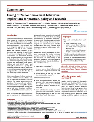 Commentary – Timing of 24-hour movement behaviours: implications for practice, policy and research