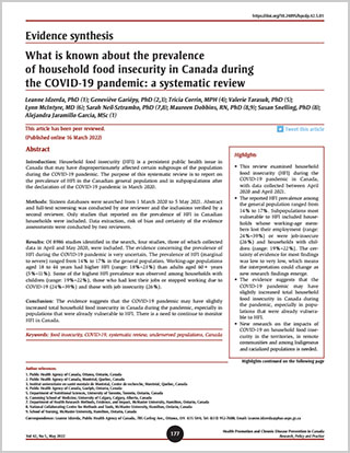 Evidence synthesis – What is known about the prevalence of household food insecurity in Canada during the COVID-19 pandemic: a systematic review