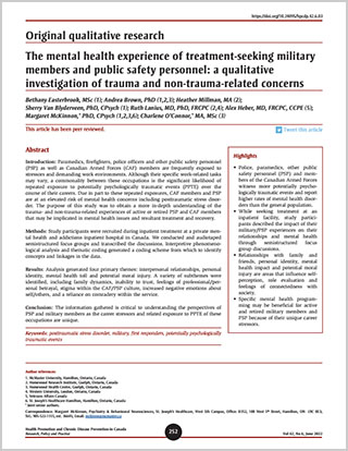 Original qualitative research – The mental health experience of treatment-seeking military members and public safety personnel: a qualitative investigation of trauma and non-trauma-related concerns