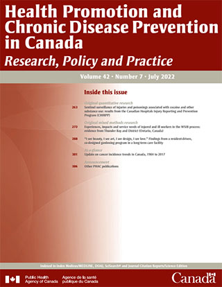 Health Promotion and Chronic Disease Prevention in Canada, Vol 42, No 7, 2022