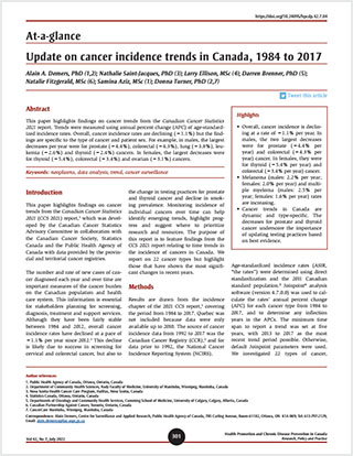 At-a-glance – Update on cancer incidence trends in Canada, 1984 to 2017