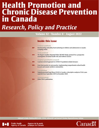 Health Promotion and Chronic Disease Prevention in Canada, Vol 42, No 8, 2022
