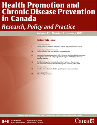 Health Promotion and Chronic Disease Prevention in Canada, Vol 43, No 1, 2023