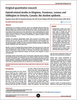 Original quantitative research – Opioid-related deaths in Kingston, Frontenac, Lennox and Addington in Ontario, Canada: the shadow epidemic
