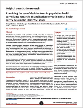 Original quantitative research – Examining the use of decision trees in population health surveillance research: an application to youth mental health survey data in the COMPASS study