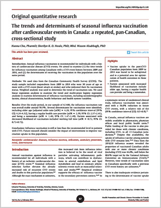 Original quantitative research – The trends and determinants of seasonal influenza vaccination after cardiovascular events in Canada: a repeated, pan-Canadian, cross-sectional study