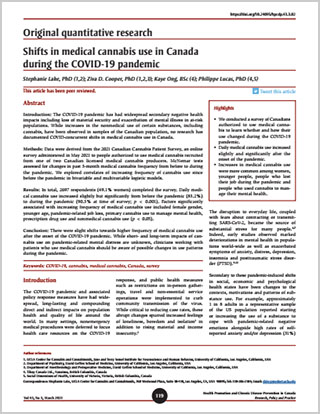 Original quantitative research – Shifts in medical cannabis use in Canada during the COVID-19 pandemic